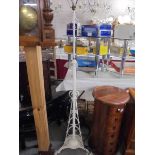 An old wrought iron standard lamp painted white, COLLECT ONLY.