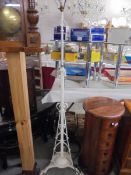 An old wrought iron standard lamp painted white, COLLECT ONLY.