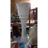A white glazed Jardiniere on stand height 85cm