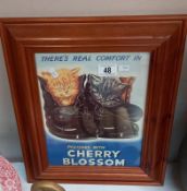 A framed & glazed advertising print for Cherry Blossom shoe polish