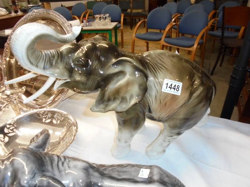 A large ROYAL DUX grey brown elephant figurine