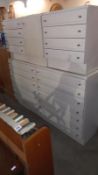 A pair of STAG white bedroom chest of drawers, 82cm x 42cm x 97cm high and a pair of STAG white 4