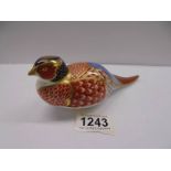 A Royal Crown Derby tortoise paperweight with silver stopper.