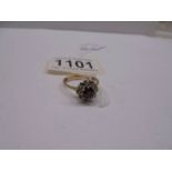A 9ct gold diamond cluster ring, size K half, 3.2 grams.