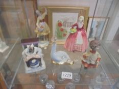 A Royal Doulton figure Janet HN1537, A capo di monte seal, a Victorian fairing and two other figures