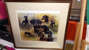 A limited edition print 649/850 of Doberman 'guard dogs on duty'