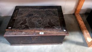 A Georgian oak bible box. COLLECT ONLY