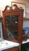 A Victorian oak corner cupboard with astragal glazed door. COLLECT ONLY