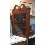 A Victorian oak corner cupboard with astragal glazed door. COLLECT ONLY