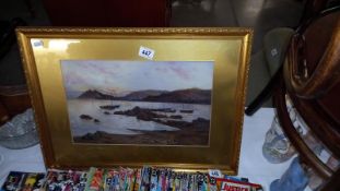 A good 19th/20th century painting of a coastal scene in a gilt mounted frame 61cm x 45cm. image 41cm