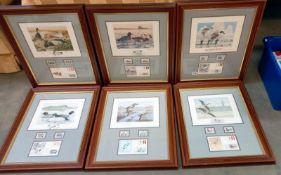 A set of 6 framed & glazed limited edition Bruce Pearson duck stamp prints, all No: 35/200