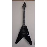 An Epiphone Flying V, matt black twin humbucker, Grover machine heads. COLLECT ONLY.