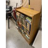 A 1950's oak book case, 76cm wide x 22.5cm deep x 107cm high (COLLECT ONLY)