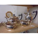 A four piece silver plate tea set (some plate ware)