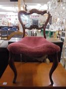 A mahogany cabriole leg chair, COLLECT ONLY.