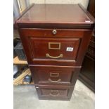 A darkwood stained 3 drawer office filing cabinet (COLLECT ONLY)