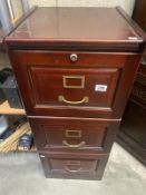 A darkwood stained 3 drawer office filing cabinet (COLLECT ONLY)
