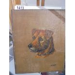 An oil on canvas dog portrait signed B Patrick,