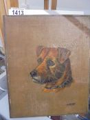 An oil on canvas dog portrait signed B Patrick,