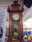 A Victorian mahogany twin weight Vienna wall clock, COLLECT ONLY.