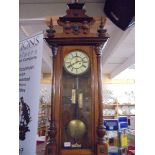 A Victorian mahogany twin weight Vienna wall clock, COLLECT ONLY.