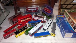 A quantity of diecast bus and coach models, mostly Corgi