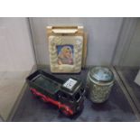 A Wade Eddie Stobart Lorry, a Wade photo frame and a Wade Ireland lidded jar.