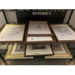 4 framed & glazed Henry Brewis prints including Boston and 2 floral prints