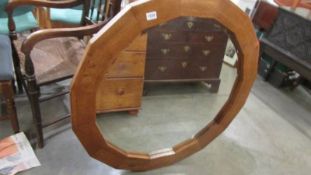 A heavy contemporary oak framed mirror, COLLECT ONLY.