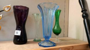 4 art glass vases