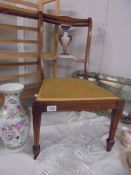 An Edwardian inlaid bedroom chair, COLLECT ONLY.