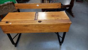 An early 20th century double school desk, COLLECT ONLY