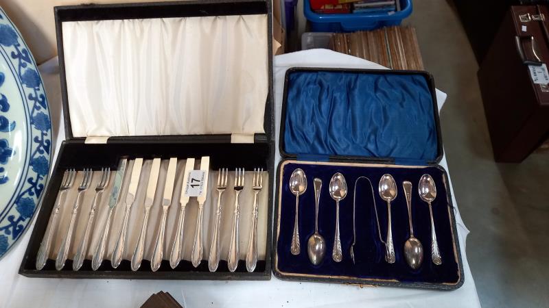 2 vintage cased EPNS cutlery sets