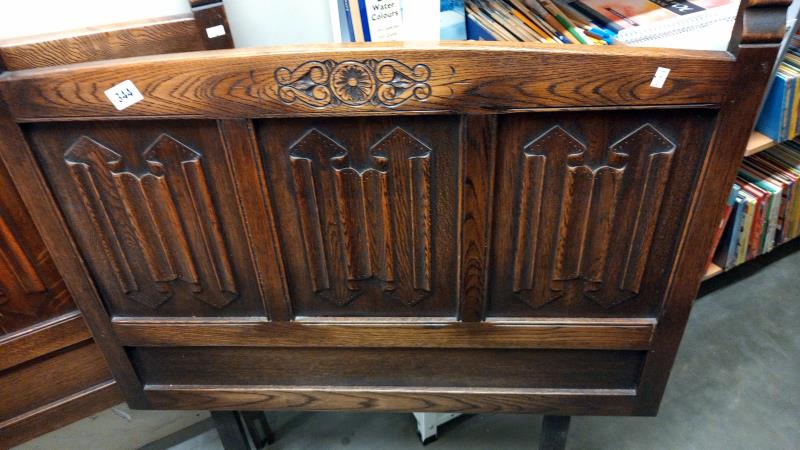 A pair of 1930-1950's solid oak 3ft bed headboards, COLLECT ONLY - Bild 2 aus 2