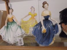 Three Royal Doulton figurines - Ninette, Cynthia and Melanie.