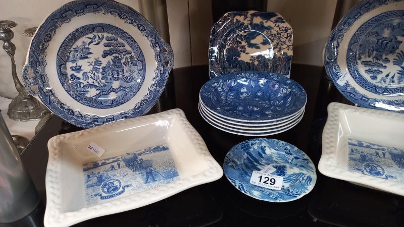 A quantity of blue & white dishes/plates including 2 Shredded Wheat dishes - Image 2 of 4