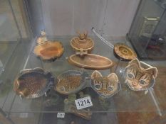 Two Wade fish pin dishes, two Wade cat pin dishes and four others.