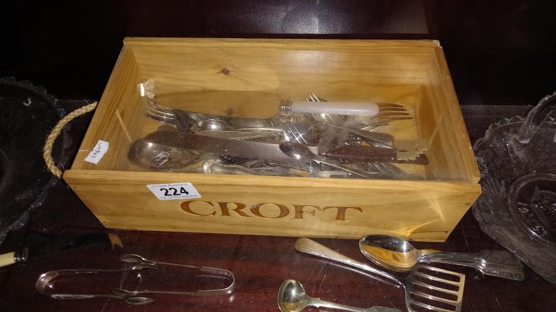 A quantity of mixed cutlery, 2 glass George VI coronation dishes etc - Image 5 of 7