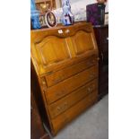 A medium oak bureau 76cm x 46cm x height 110cm, COLLECT ONLY