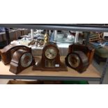 5 x 8 day mantle clocks for spares or repair COLLECT ONLY