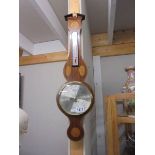 A mahogany inlaid barometer, COLLECT ONLY.