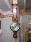 A mahogany inlaid barometer, COLLECT ONLY.