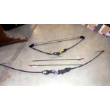 A Barnett sport fight long bow and a Barnett Lil Banshee with 2 arrows, COLLECT ONLY