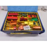 A Matchbox carry case with 24 Matchbox and Corgi Juniors, all in good condition.