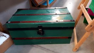 An old painted steamer trunk - 80cm x 47cm x 39cm high. COLLECT ONLY