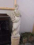 A tall garden statue on a plinth, COLLECT ONLY.