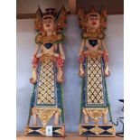 2 hand painted oriental carvings - 100cm high. COLLECT ONLY