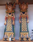2 hand painted oriental carvings - 100cm high. COLLECT ONLY