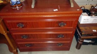 A mahogany effect bedroom chest of drawers 77cm x 44cm x 72cm high, COLLECT ONLY