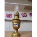 A late Victorian brass ships oil lamp, no bracket.